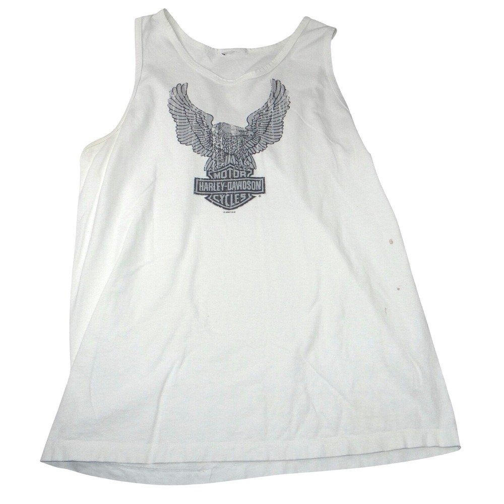 Harley Davidson Motorcycles Eagle Tank Top White Mens Size